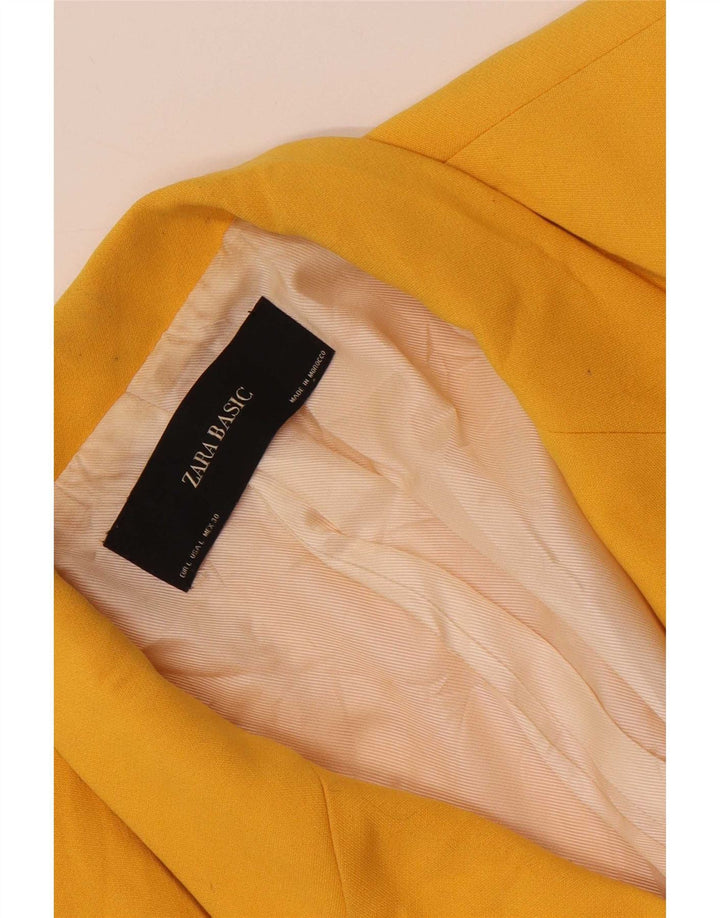 Zara Dame Dobbeltradet Blazer Jacket UK 14 Large Yellow
