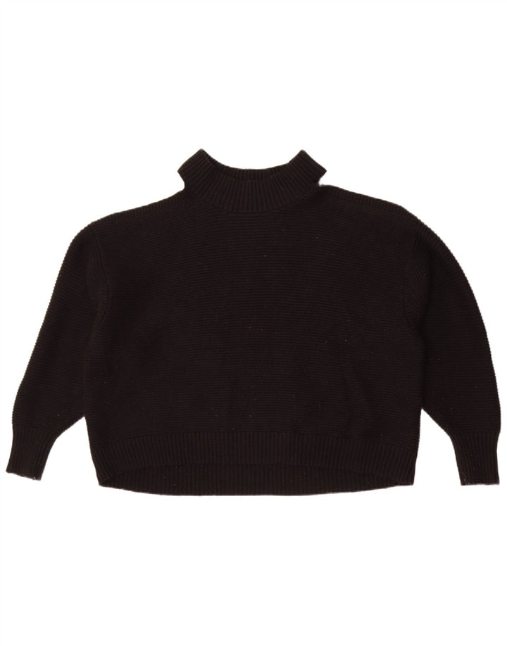Zara Dame Oversized Turtle Neck Jumper Sweater UK 14 Medium Black