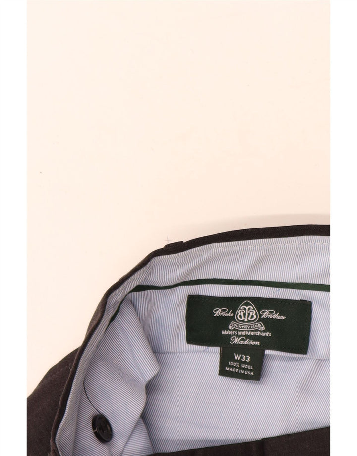 BROOKS BROTHERS Mens Madison Pegged Suit Trousers W33 L30 Grey Wool