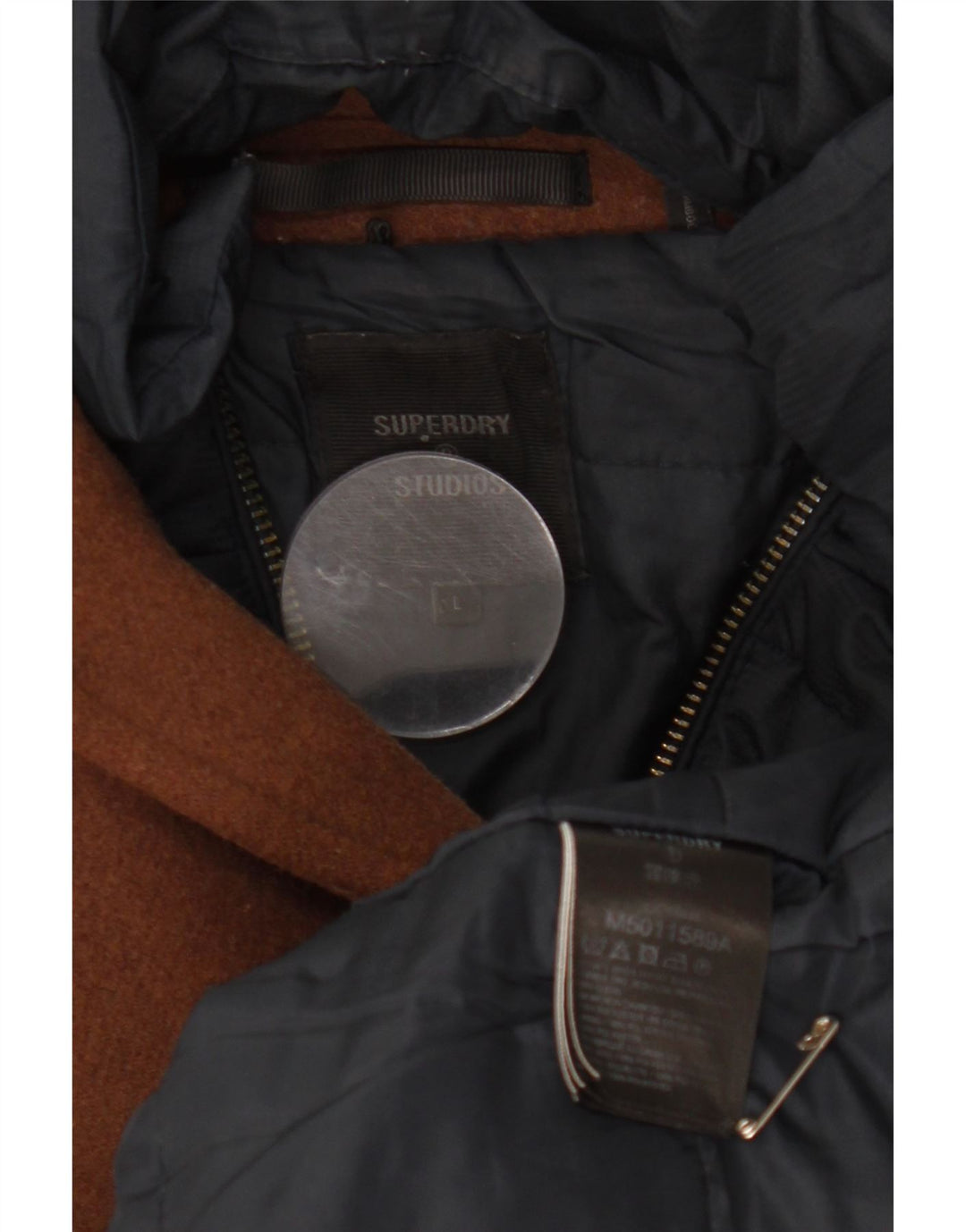 Superdry Overfrakke til mænd UK 40 Stor brun uld