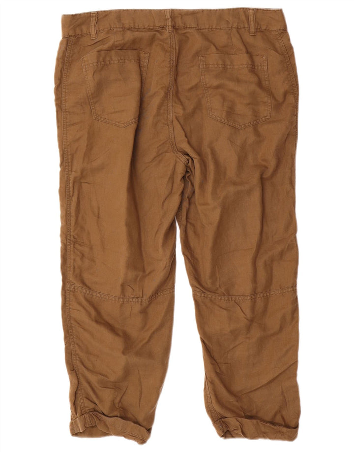 Calvin Klein Womens Cropped Trousers Large W34 L23 Brown Linen