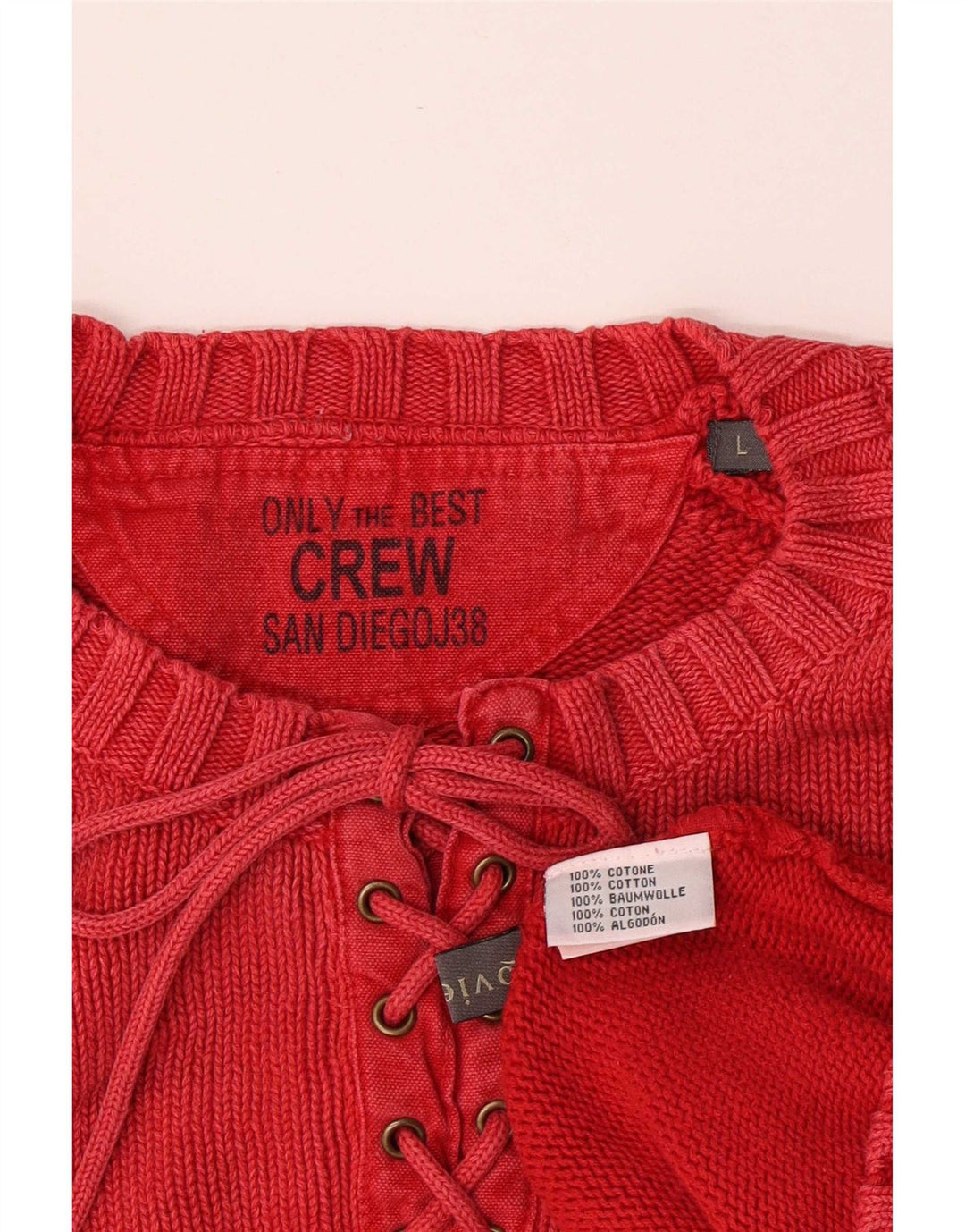 Crew Herre Neck Jumper Sweater Stor Rød Bomuld