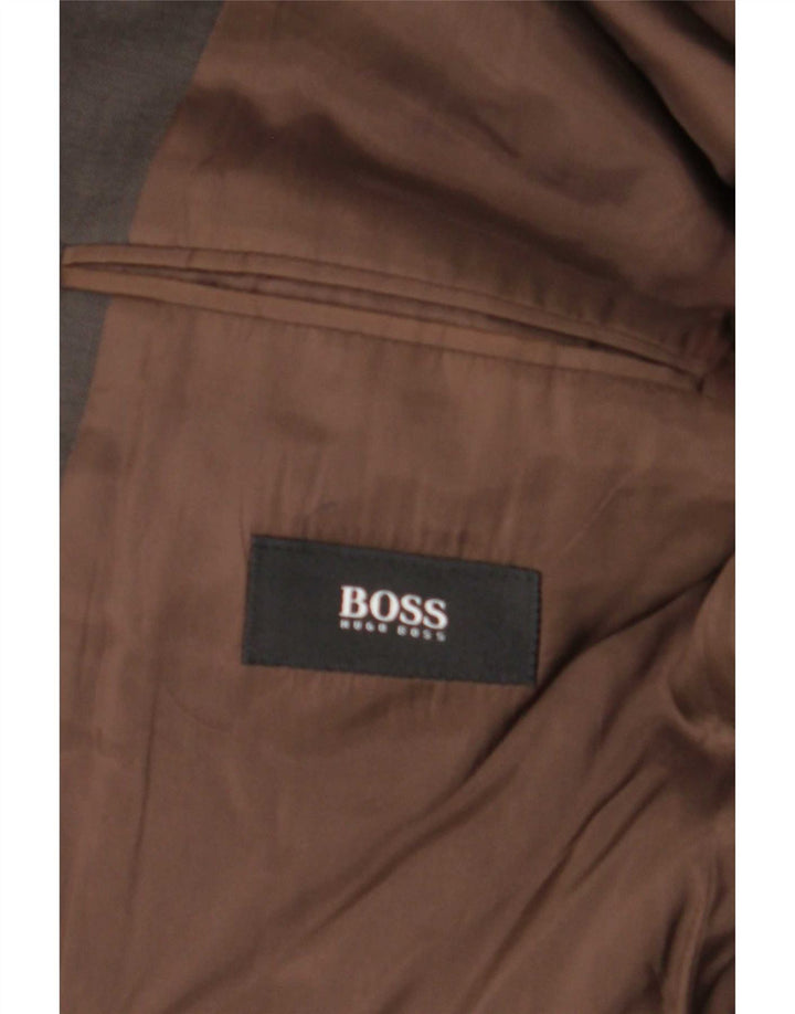 Hugo Boss Herre 3-knaps blazerjakke EU 51 Large Brown Virgin Wool
