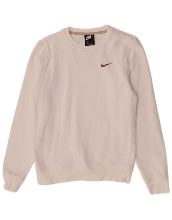 Nike Dame Sweatshirt Jumper UK 10 Small White Bomuld