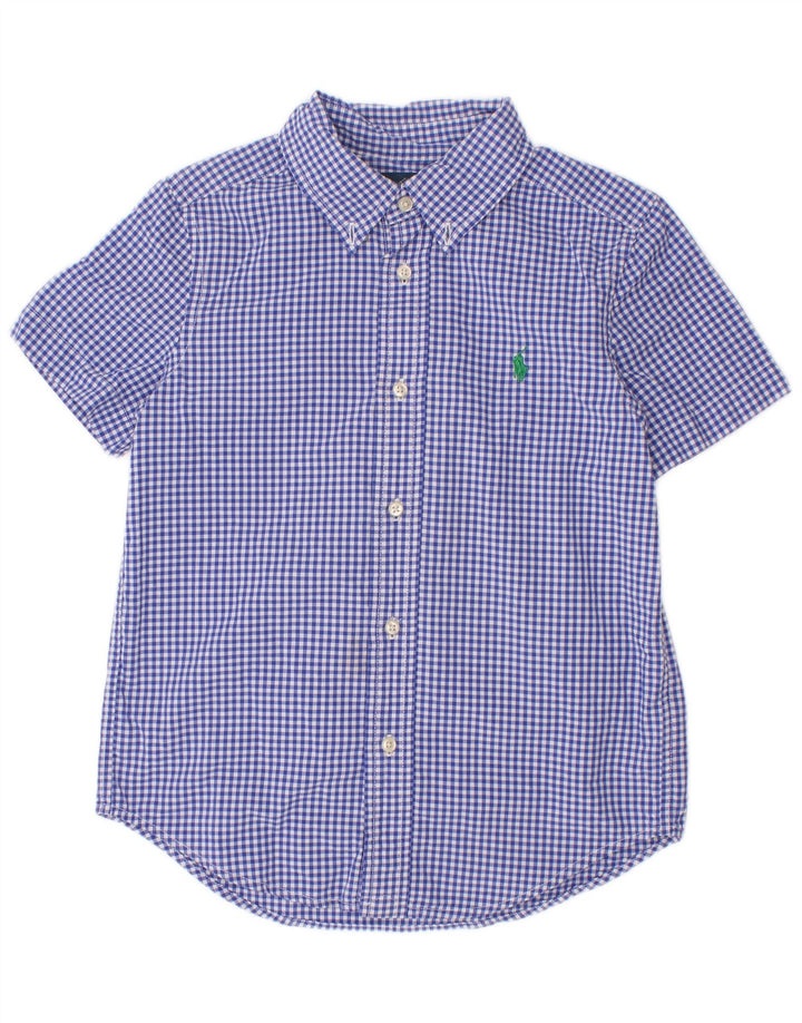 Ralph Lauren drenge kortærmet skjorte 4-5 år blå Gingham bomuld