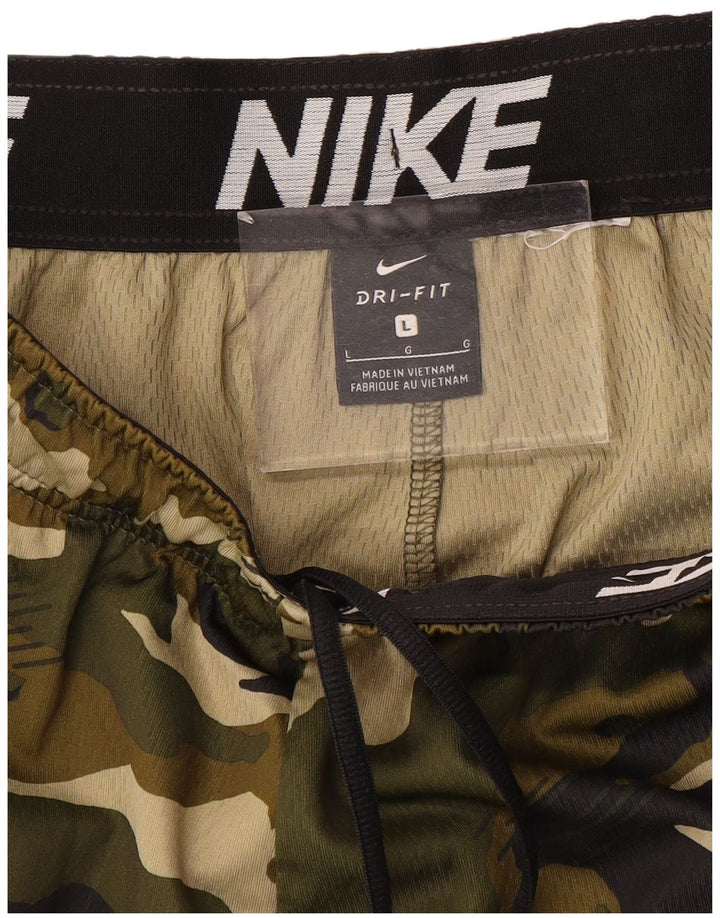 NIKE Herre Dri Fit Sportshorts Large Khaki Camouflage