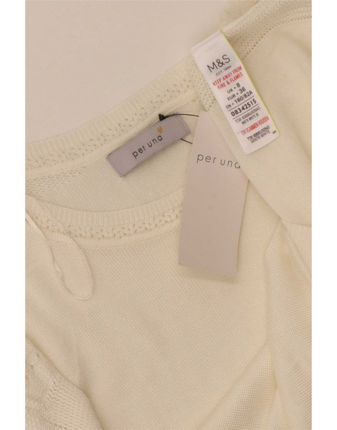 Marks & Spencer Dame Boat Neck Jumper Sweater UK 8 Small Off White