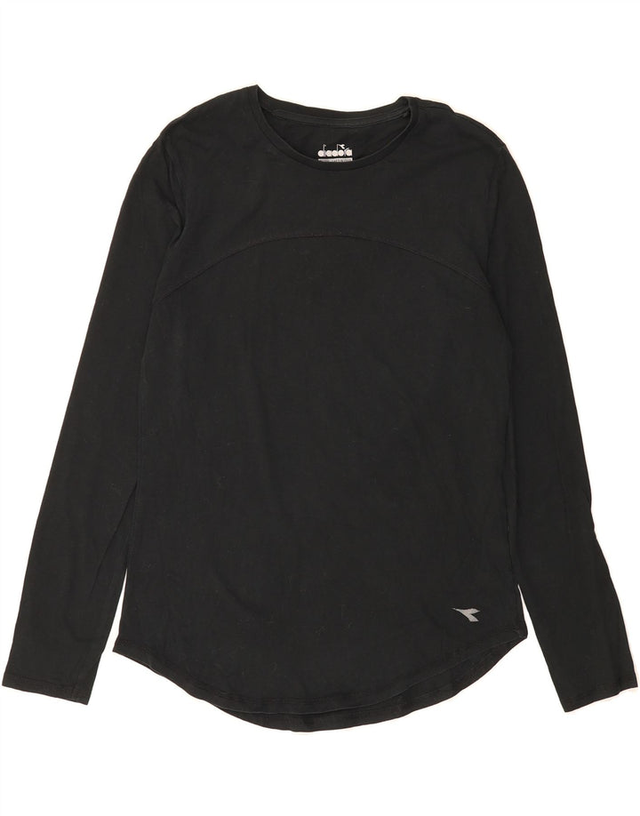 DIADORA Womens Top Long Sleeve UK 14 Large Black Vintage Diadora and Second-Hand Diadora from Messina Hembry 