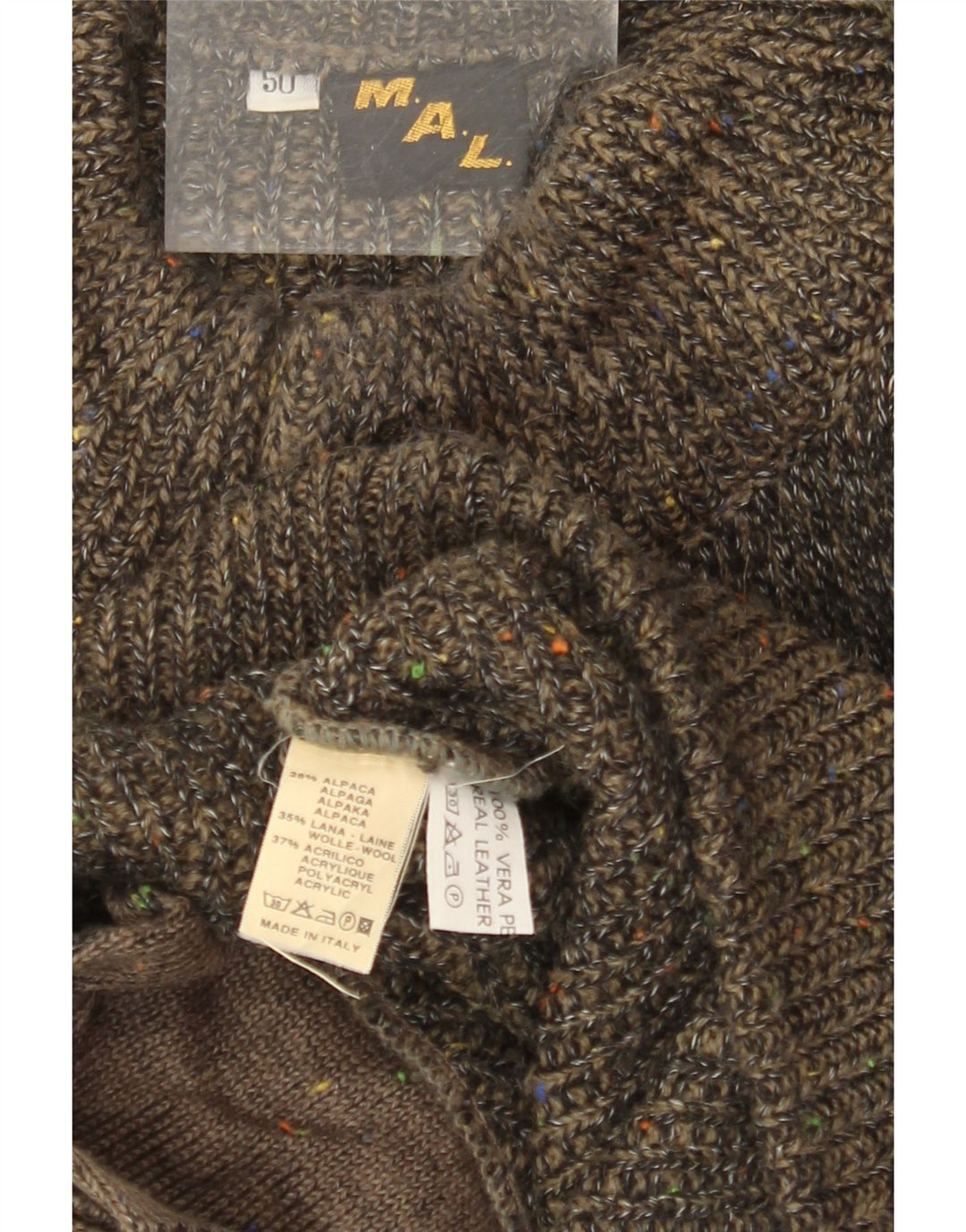 VINTAGE Herre Loose Fit Cardigan Sweater IT 50 Medium Khaki Flecked