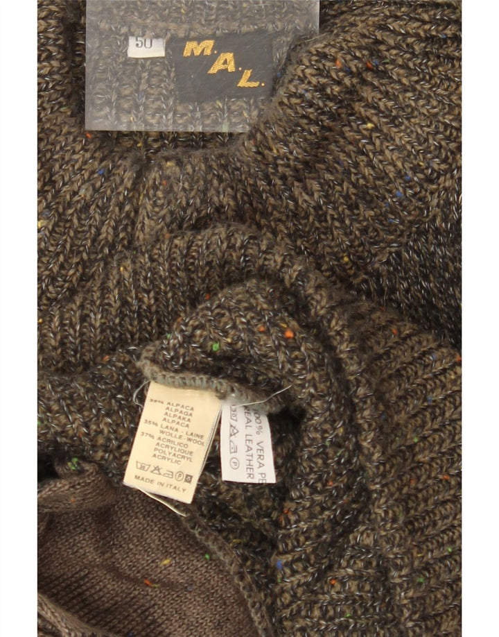 VINTAGE Herre Loose Fit Cardigan Sweater IT 50 Medium Khaki Flecked