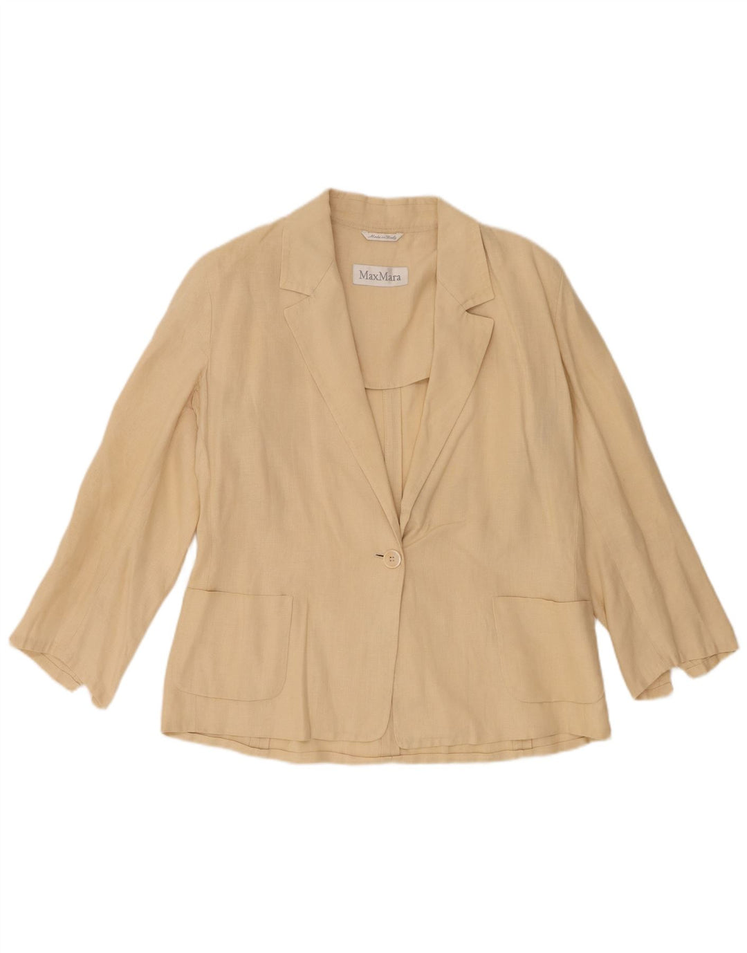 Max Mara Dame 1 Knap Blazer Jakke UK 16 Stor Beige