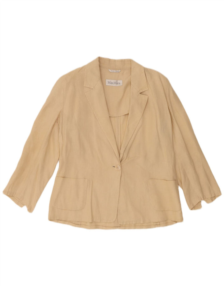 Max Mara Dame 1 Knap Blazer Jakke UK 16 Stor Beige