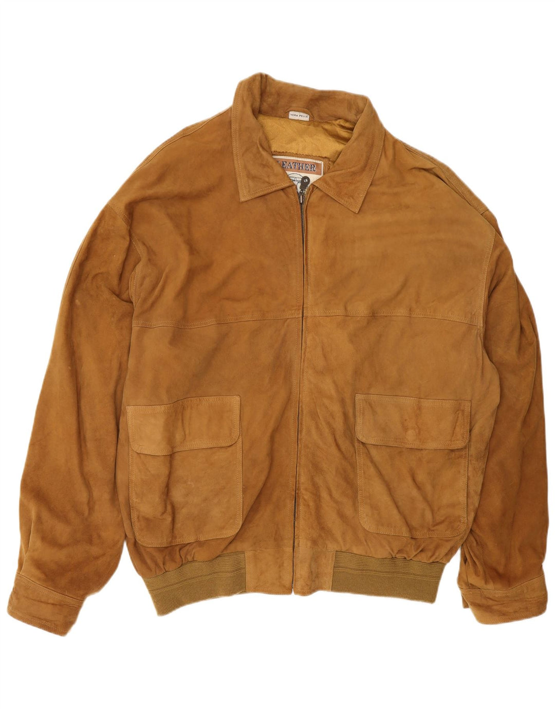 Vintage herre ruskind bomberjakke IT 56 3XL brunt læder