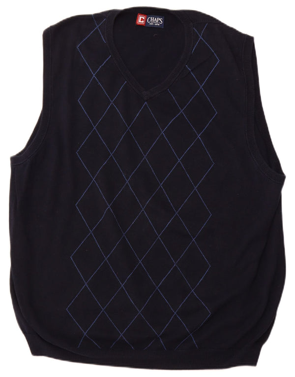 CHAPS Vest Tank Top XL Marineblå Argyle/Diamond Bomuld