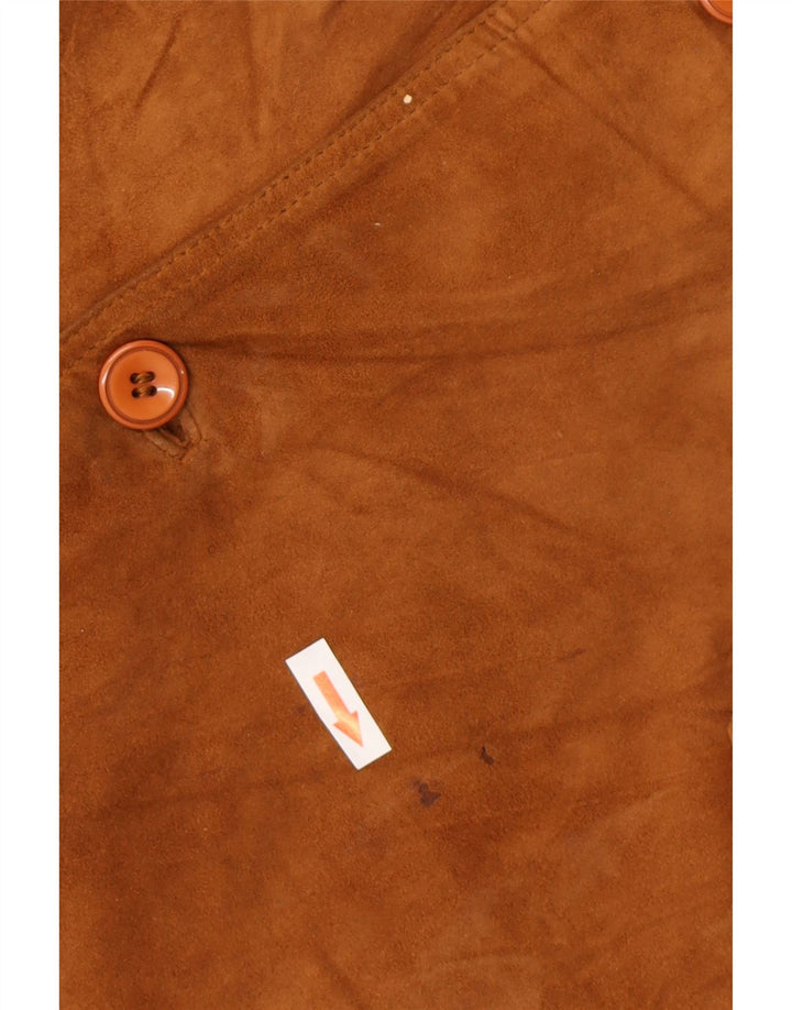 Vintage Herre Ruskind Bomber Jacket IT 56 3XL Brun Ruskind