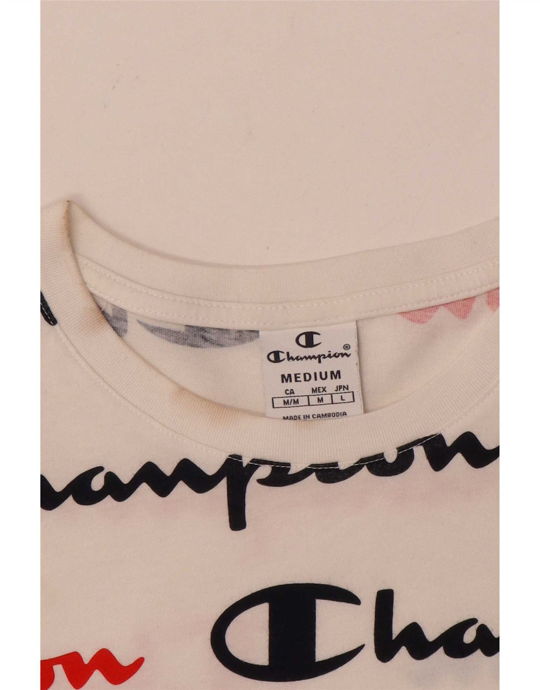 Champion Dame Grafisk T-Shirt Top UK 12 Medium White