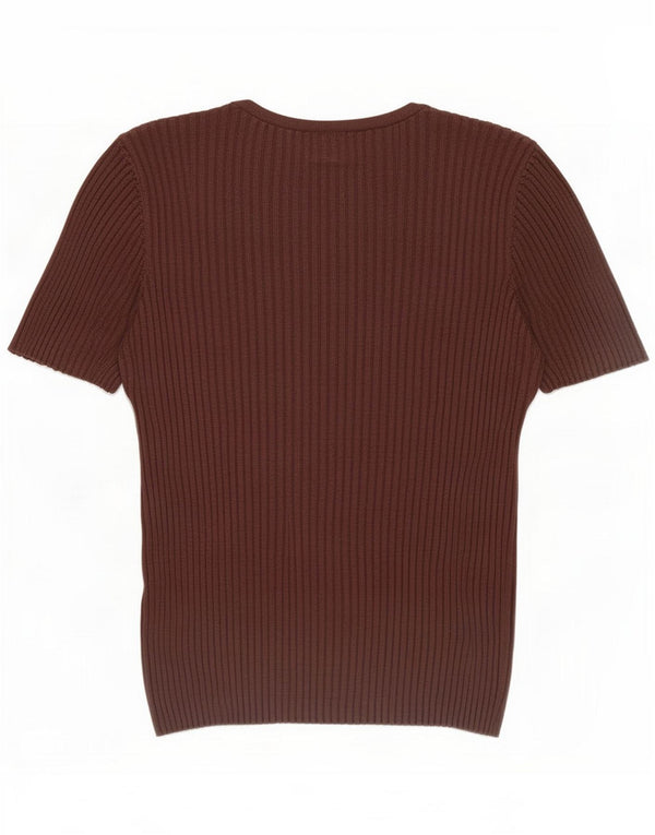 Marks & Spencer Dame St. Michael T-Shirt Top UK 14 Medium Brown Silk