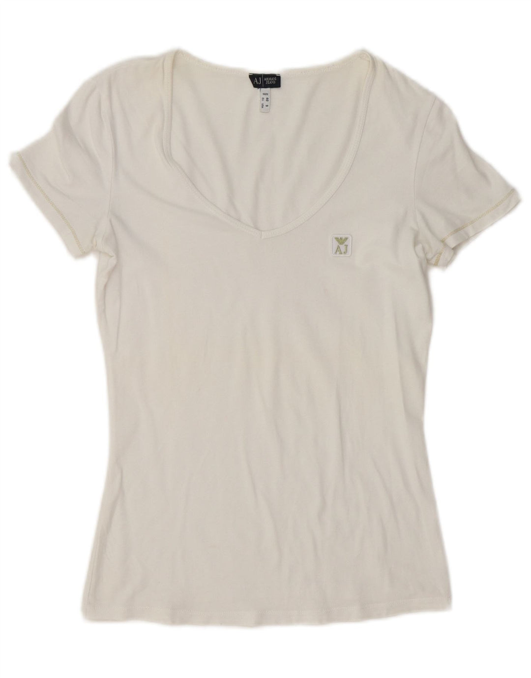 Armani Jeans T-Shirt Top EU 40 Medium Hvid