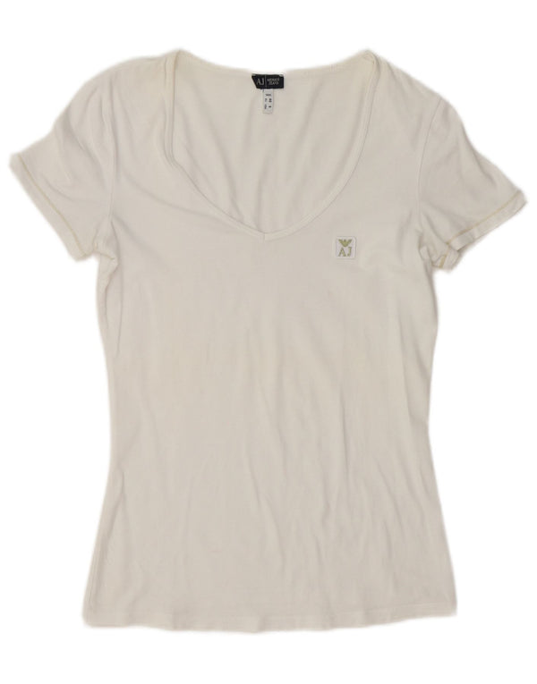 Armani Jeans T-Shirt Top EU 40 Medium Hvid