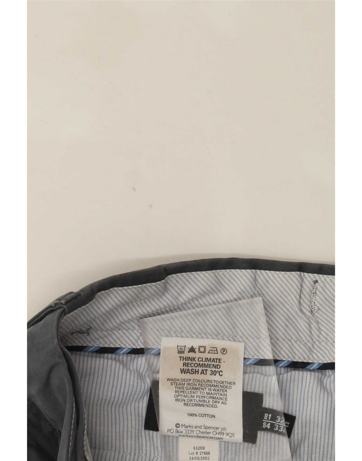 Marks & Spencer Straight Suit bukser til mænd W32 L33 Grå bomuld