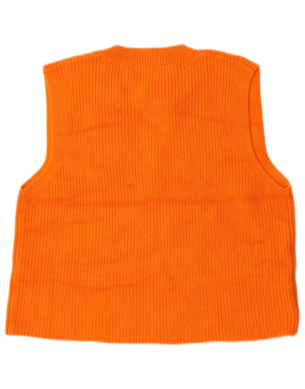 Zara Dame Crop Vest Tank Top UK 14 Medium Orange Bomuld