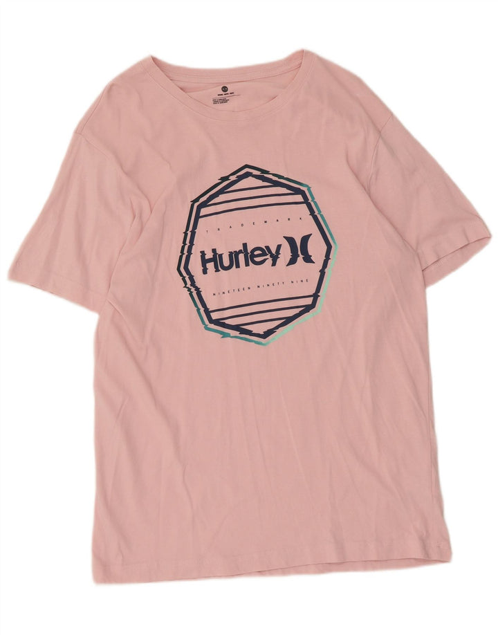 Hurley Herre grafisk T-shirt Top Medium Pink Bomuld