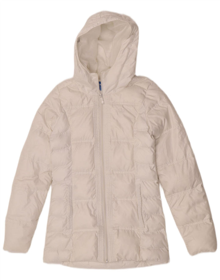 Adidas Dame Hætte Oversized Polstret Frakke UK 6 XS Hvid Polyester