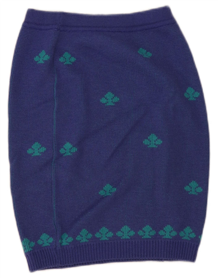 Stefanel Kvinder Strik Pencil Skirt W28 Medium Blue Geometrisk Uld
