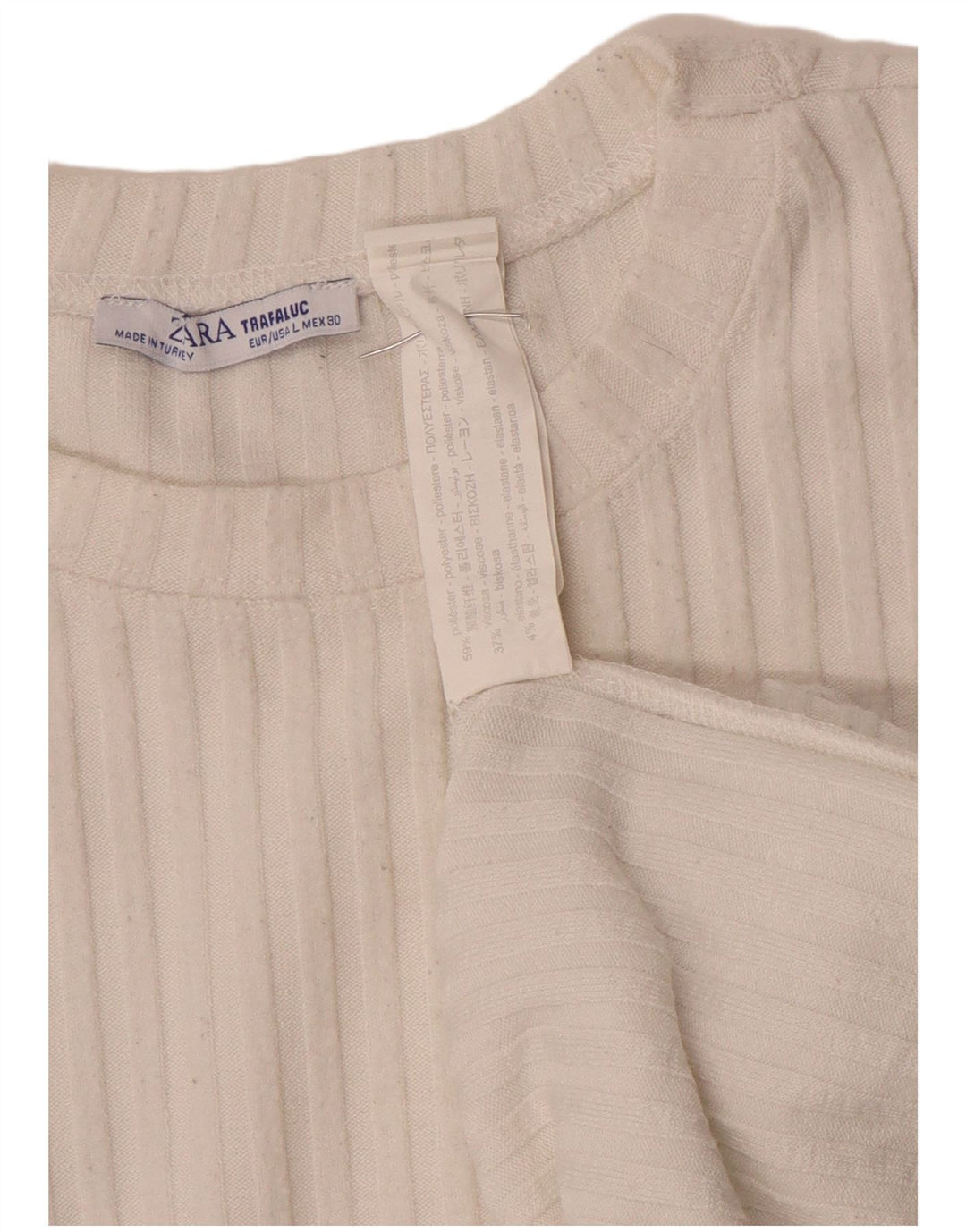 Zara Dame Trafaluc Oversized Top Langærmet UK 16 Large White Polyester