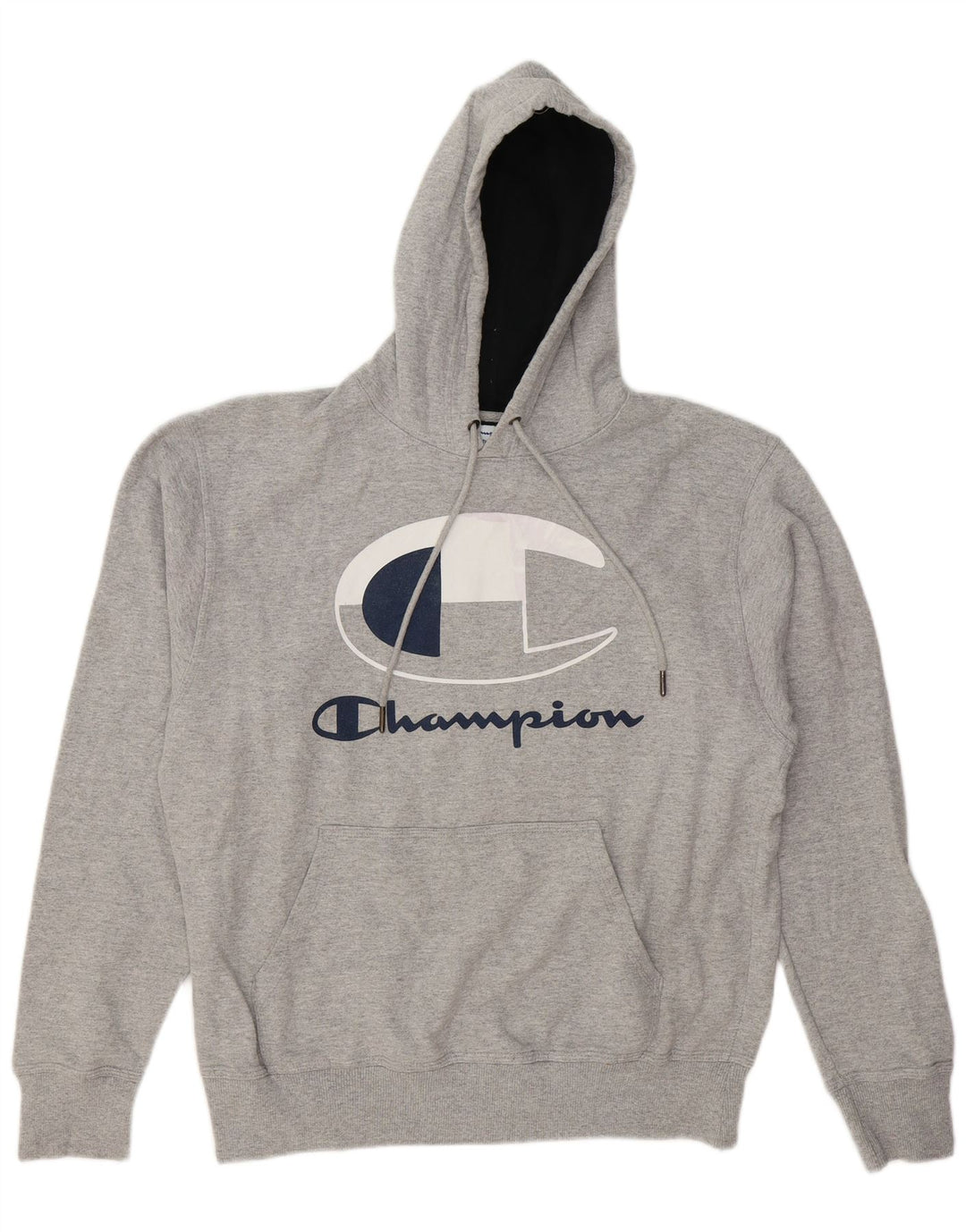 CHAMPION Mens Graphic Hoodie Jumper Medium Grey Cotton