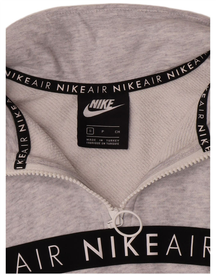 Nike Womens Crop Graphic Sweatshirt Jumper UK 10 Small Grey Flecked