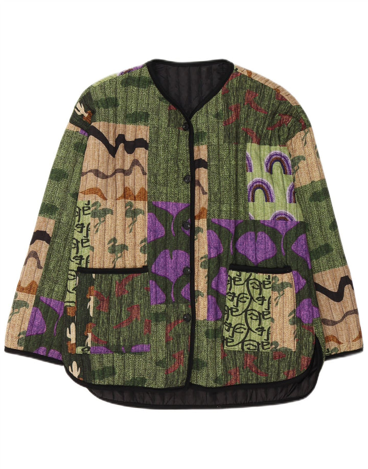 Vintage dame 5-knaps blazerjakke UK 14 Medium Flerfarvet Patchwork