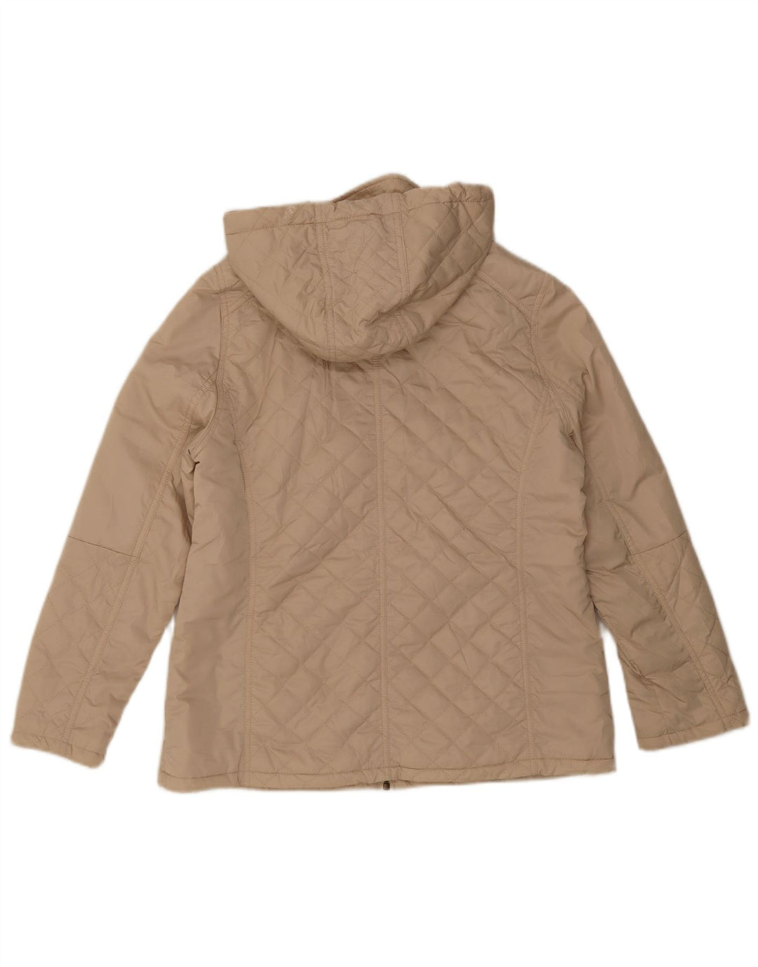 Marks & Spencer Dame Hætte Quiltet Jakke UK 12 Medium Beige