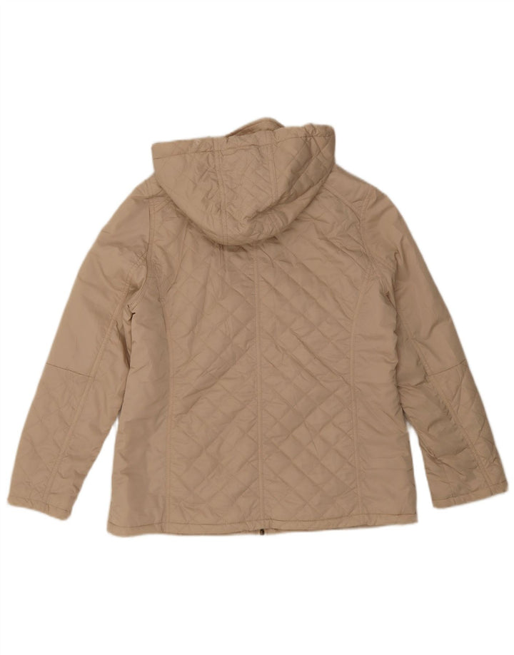 Marks & Spencer Dame Hætte Quiltet Jakke UK 12 Medium Beige