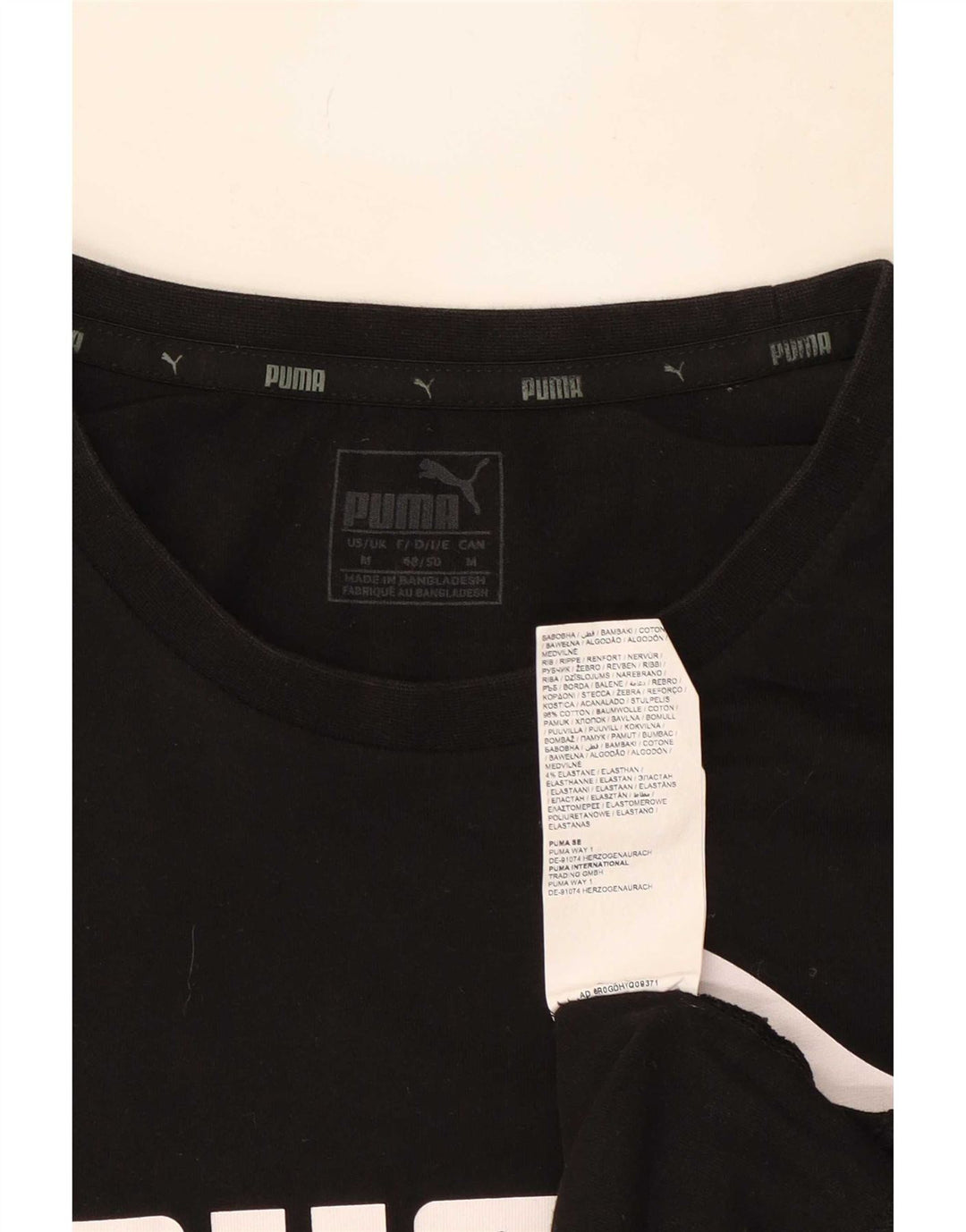 Puma Herre Grafisk T-Shirt Top Medium Sort Bomuld