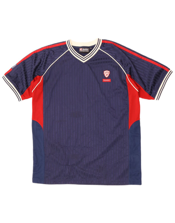Lotto Mens T-Shirt Top Medium Navy Blue Colourblock Polyester