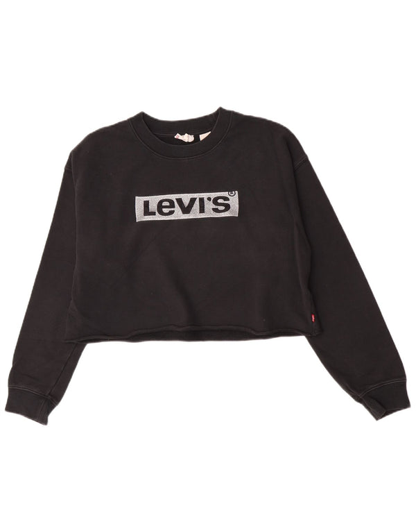 Levi's Womens Grafisk Oversized Sweatshirt Jumper UK 10 Small Black Bomuld