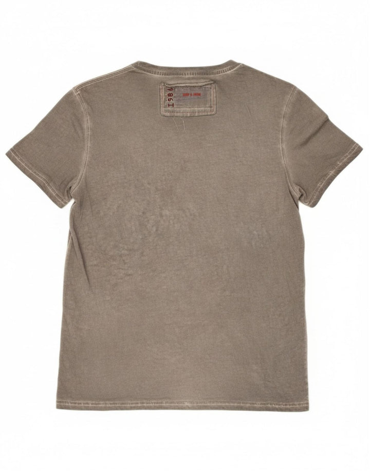 DESIGUAL Mens Graphic T-Shirt Top Medium Grey Cotton