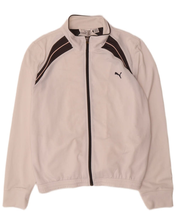 Puma træningsdragt topjakke til kvinder UK 14 Large White Colourblock Polyester