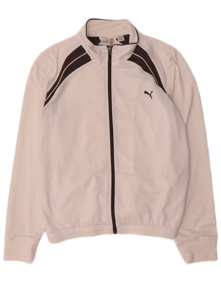 Puma træningsdragt topjakke til kvinder UK 14 Large White Colourblock Polyester