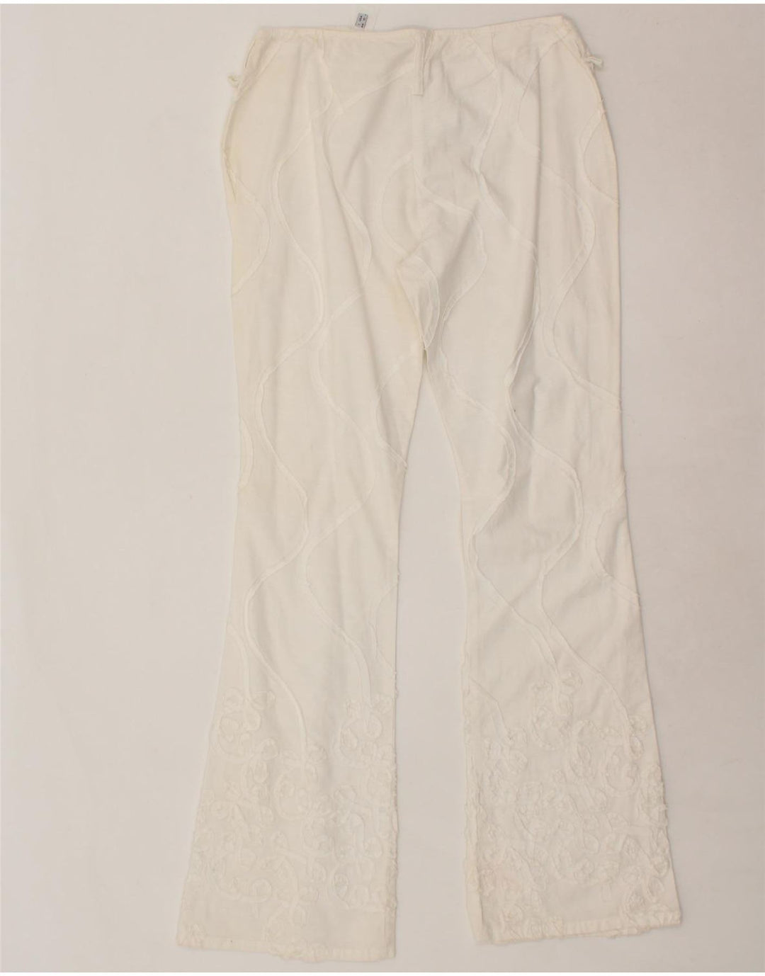 BYBLOS Womens Bootcut Casual Trousers UK 14 Medium W30 L31 White Vintage Byblos and Second-Hand Byblos from Messina Hembry 
