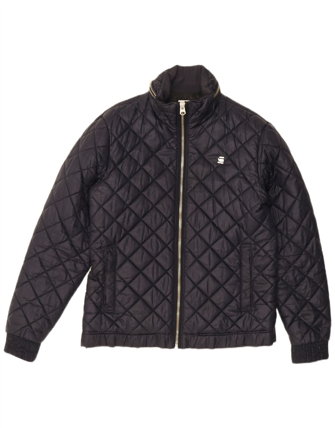 G-Star Herre hættejakke quiltet UK 42 XL Navy Blue Polyester