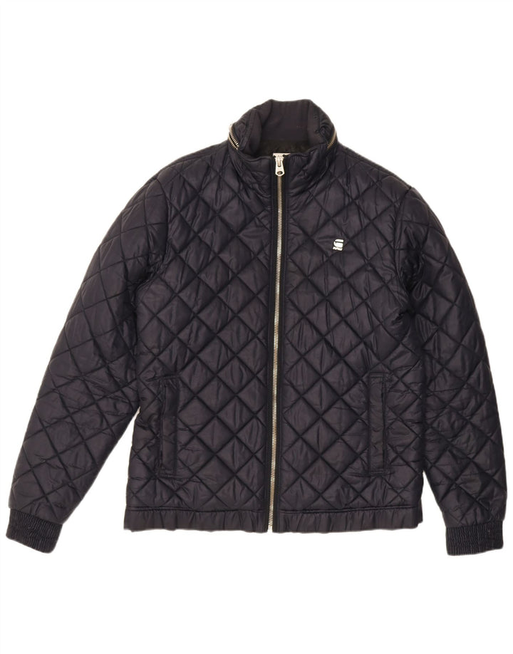 G-Star Herre hættejakke quiltet UK 42 XL Navy Blue Polyester