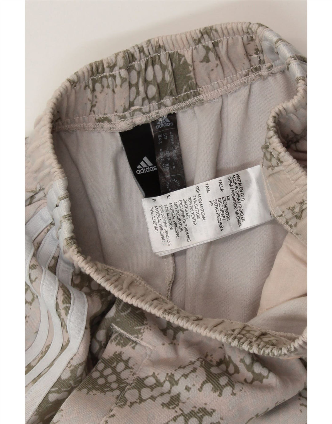 ADIDAS Træningsdragtsbukser til kvinder UK 4/6 XS Beige Camouflage Bomuld