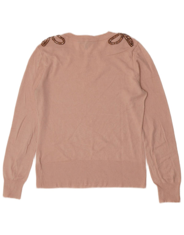 Oasis Dame Boat Neck Jumper Sweater UK 10 Small Pink Viscose