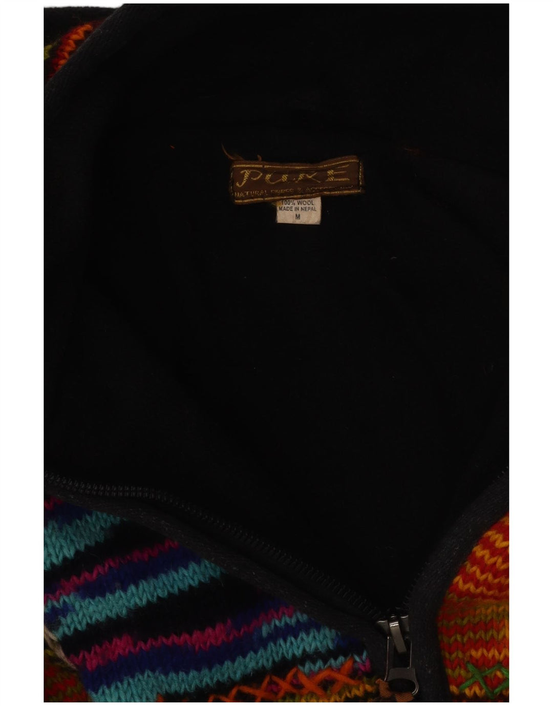 VINTAGE Dame hætte cardigan sweater UK 12 Medium Flerfarvet Stribet