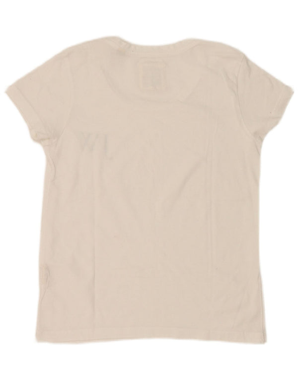 Jack Wills Grafisk T-shirt top til kvinder UK 6 XS hvid bomuld