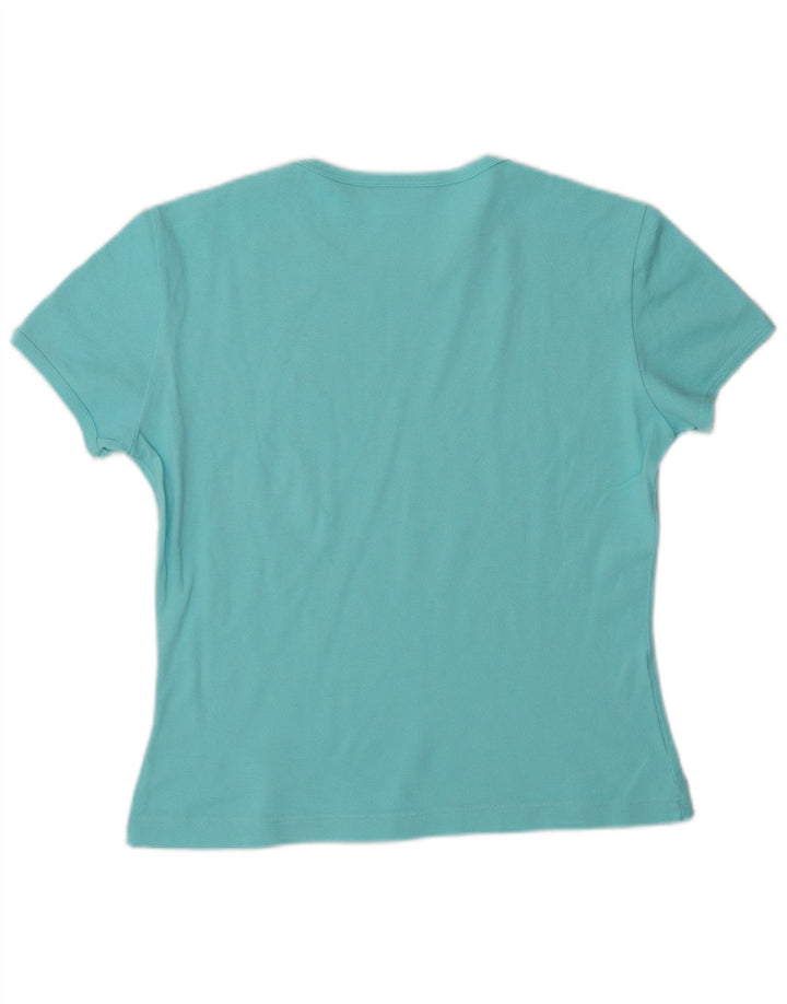 LACOSTE Womens T-Shirt Top Size 42 Large Turquoise Cotton