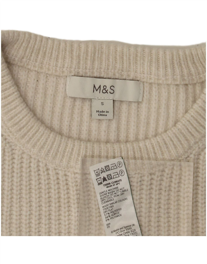 Marks & Spencer Herre sweater med rund hals, lille off-hvid polyester