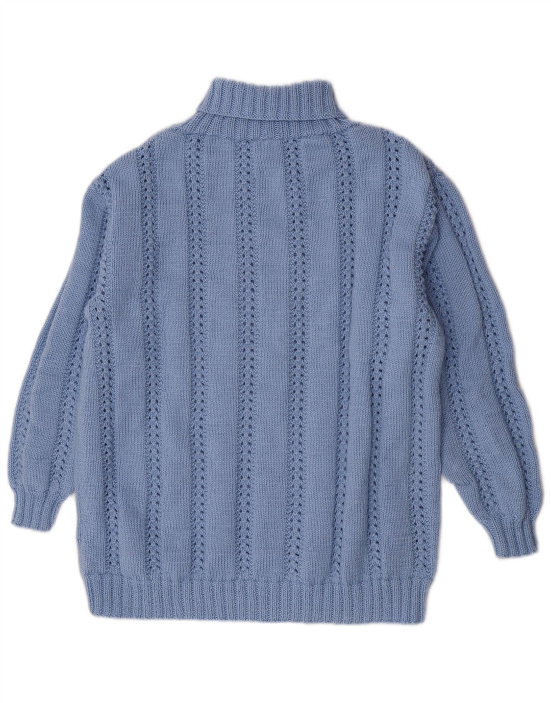 Vintage Dame Roll Neck Jumper Sweater UK 14 Large Blue